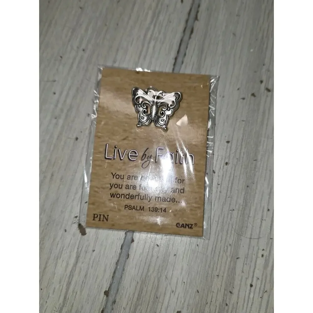 Ganz Live By Faith Butterfly You Are Beautiful Psalm 139:14 Lapel Hat Pin New